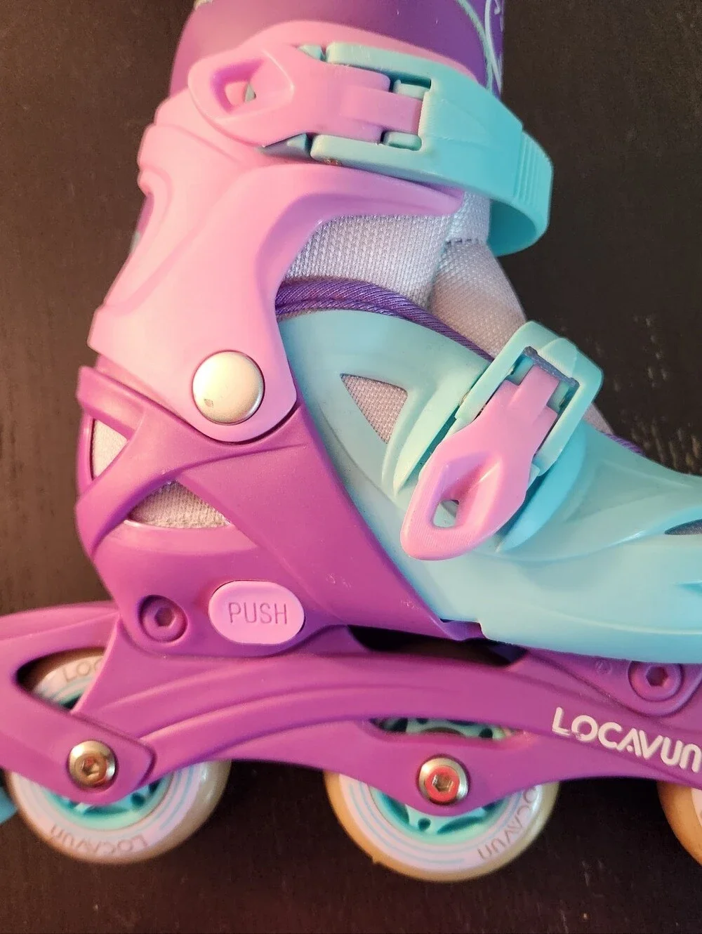 Locavun Adjustable Light Up Kids Inline Roller Skates - Purple & Light Blue